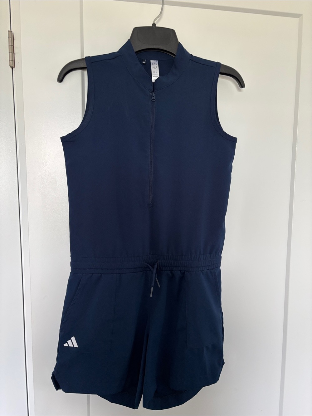 adidas Navy Sleeveless Zip-Front Athletic Romper